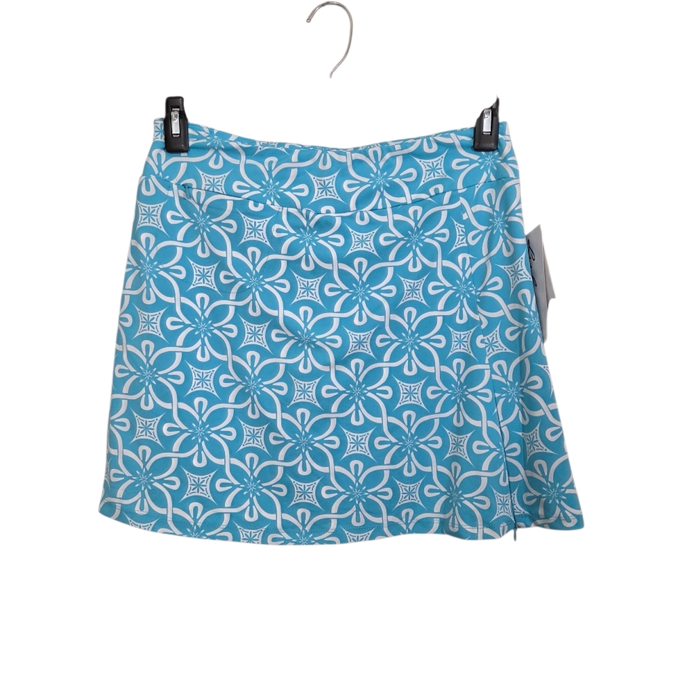 NWT Lulu-B Zip Skort Blue White UPF 50+ Activewear Athletic Size Small